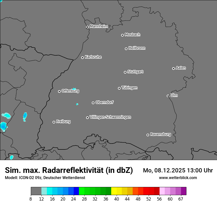 Modellkarten Simuliertes Radarbild