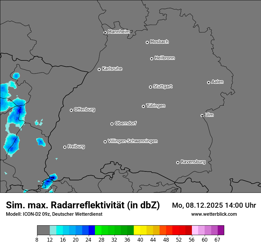 Modellkarten Simuliertes Radarbild