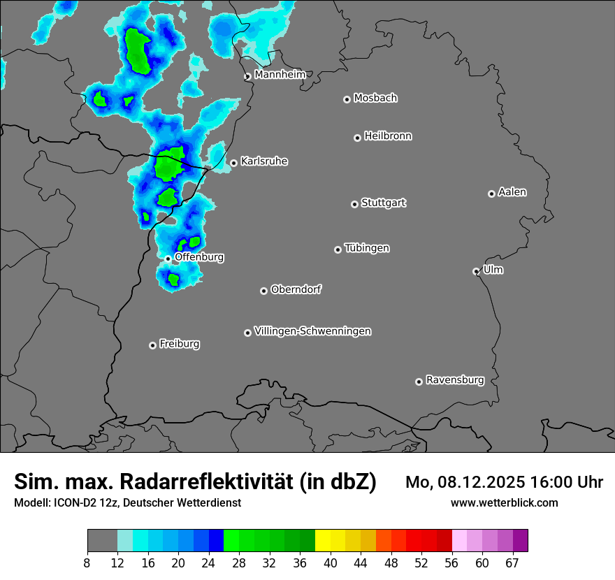 Modellkarten Simuliertes Radarbild