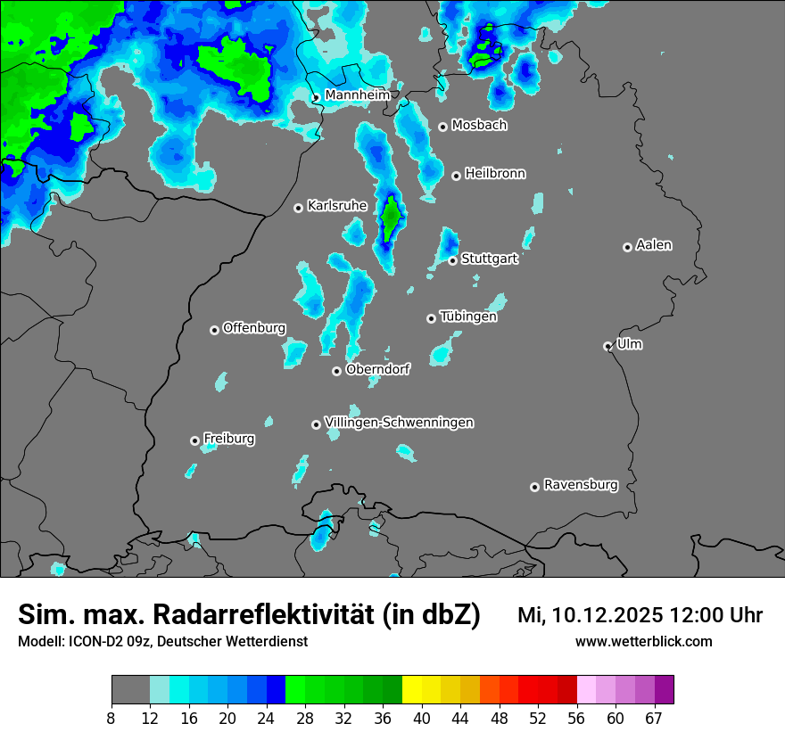Modellkarten Simuliertes Radarbild