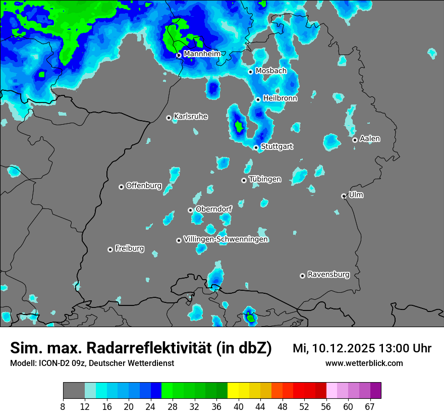 Modellkarten Simuliertes Radarbild