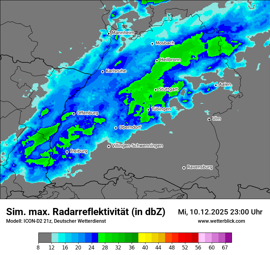 Modellkarten Simuliertes Radarbild