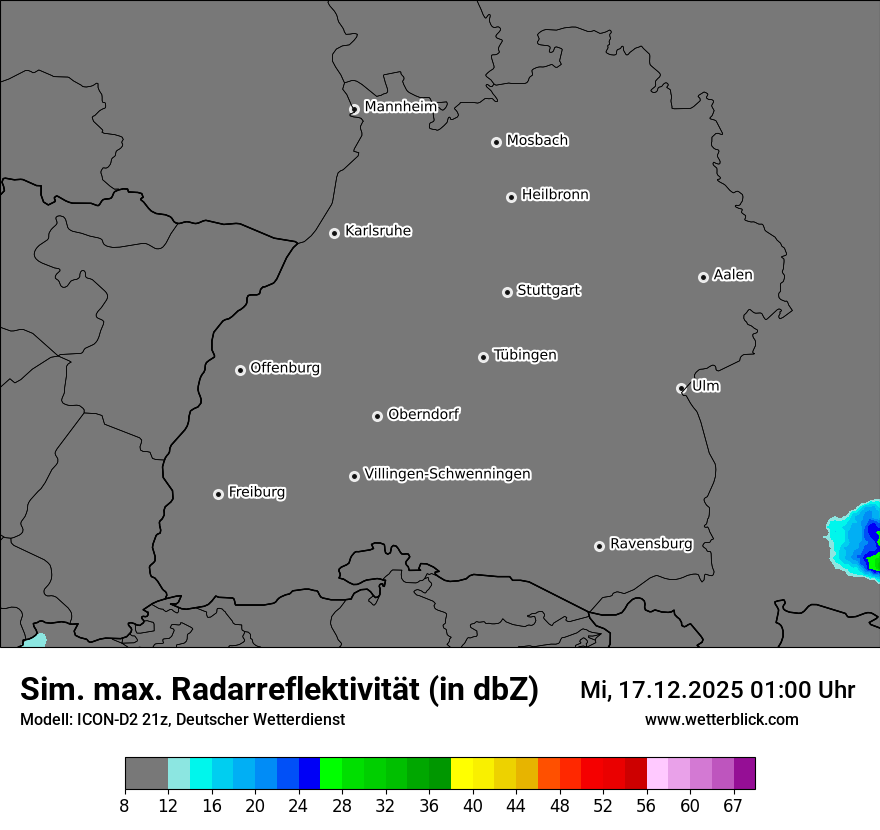 Modellkarten Simuliertes Radarbild