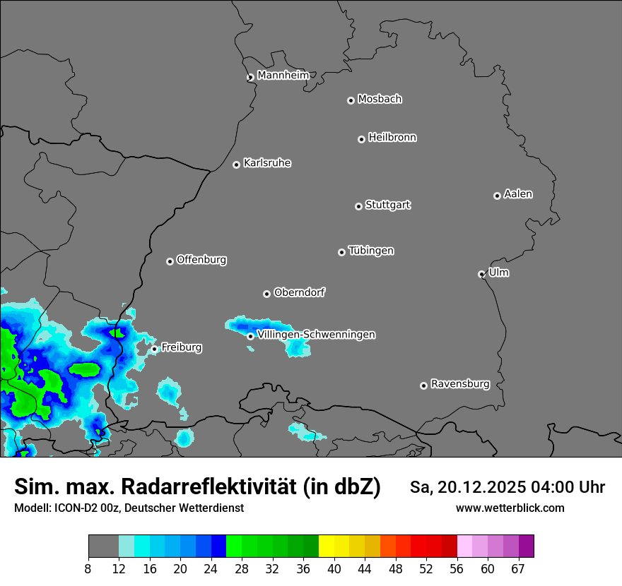 Modellkarten Simuliertes Radarbild