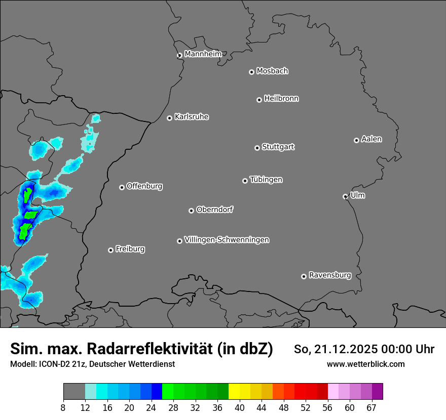 Modellkarten Simuliertes Radarbild