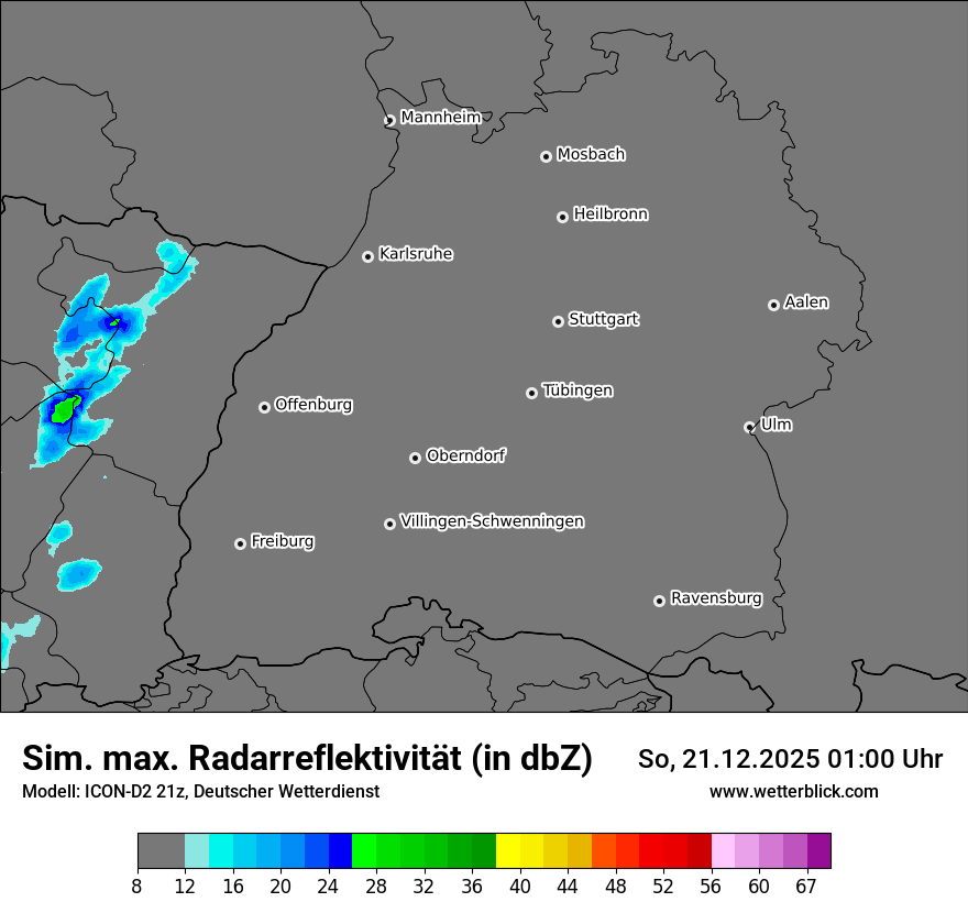 Modellkarten Simuliertes Radarbild
