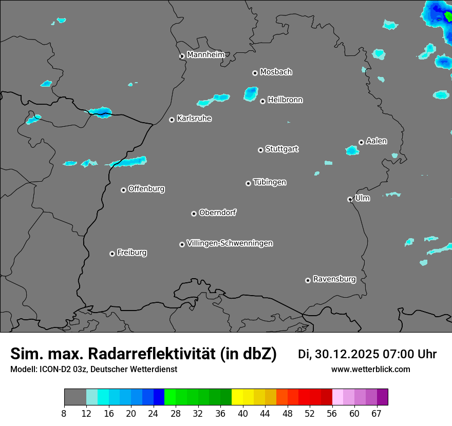 Modellkarten Simuliertes Radarbild
