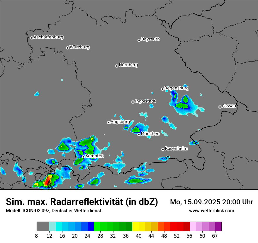 Modellkarten Simuliertes Radarbild