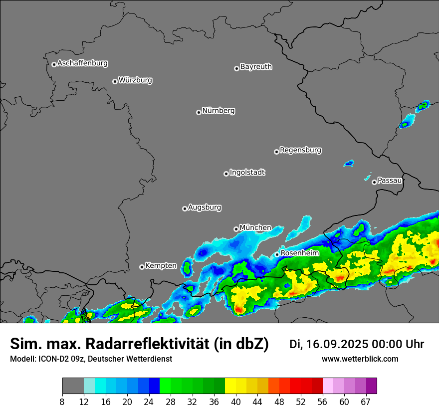Modellkarten Simuliertes Radarbild