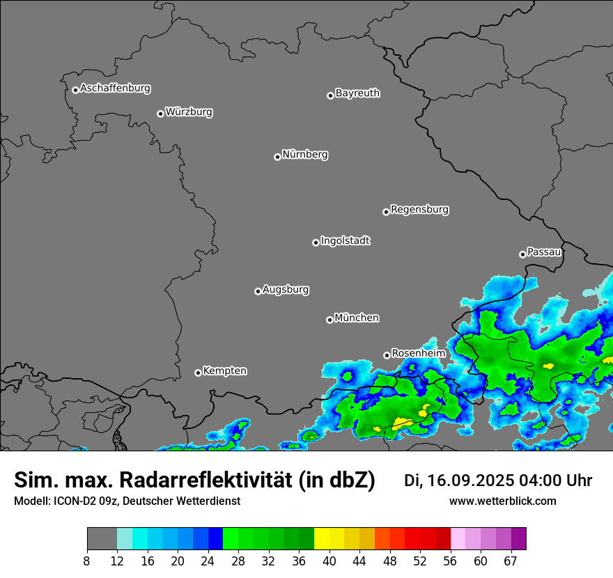 Modellkarten Simuliertes Radarbild