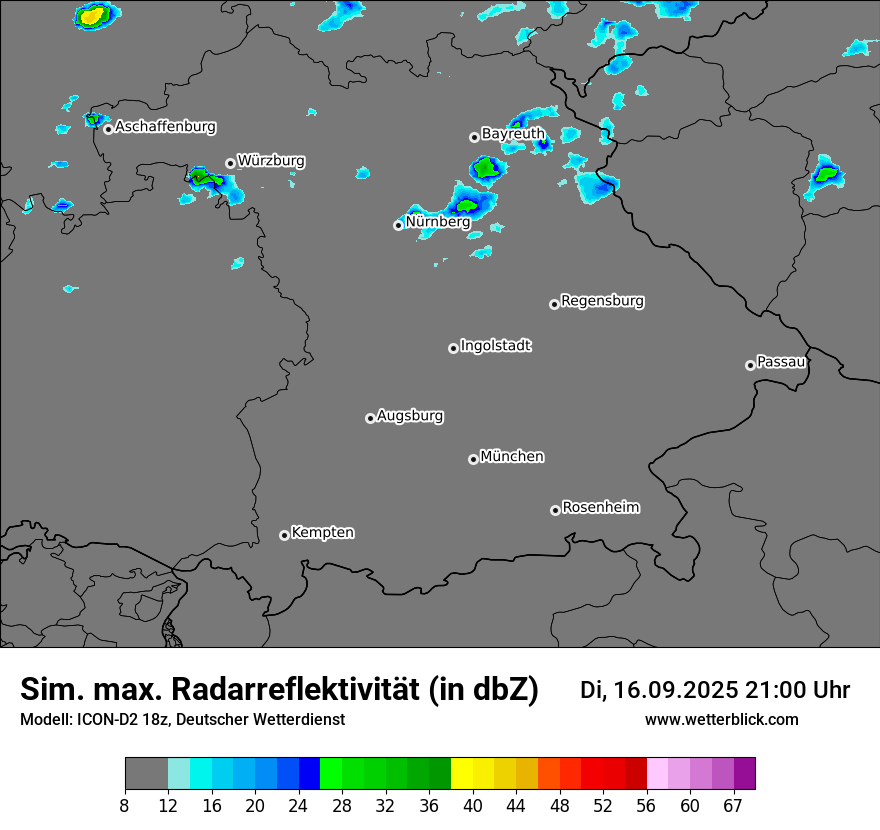 Modellkarten Simuliertes Radarbild