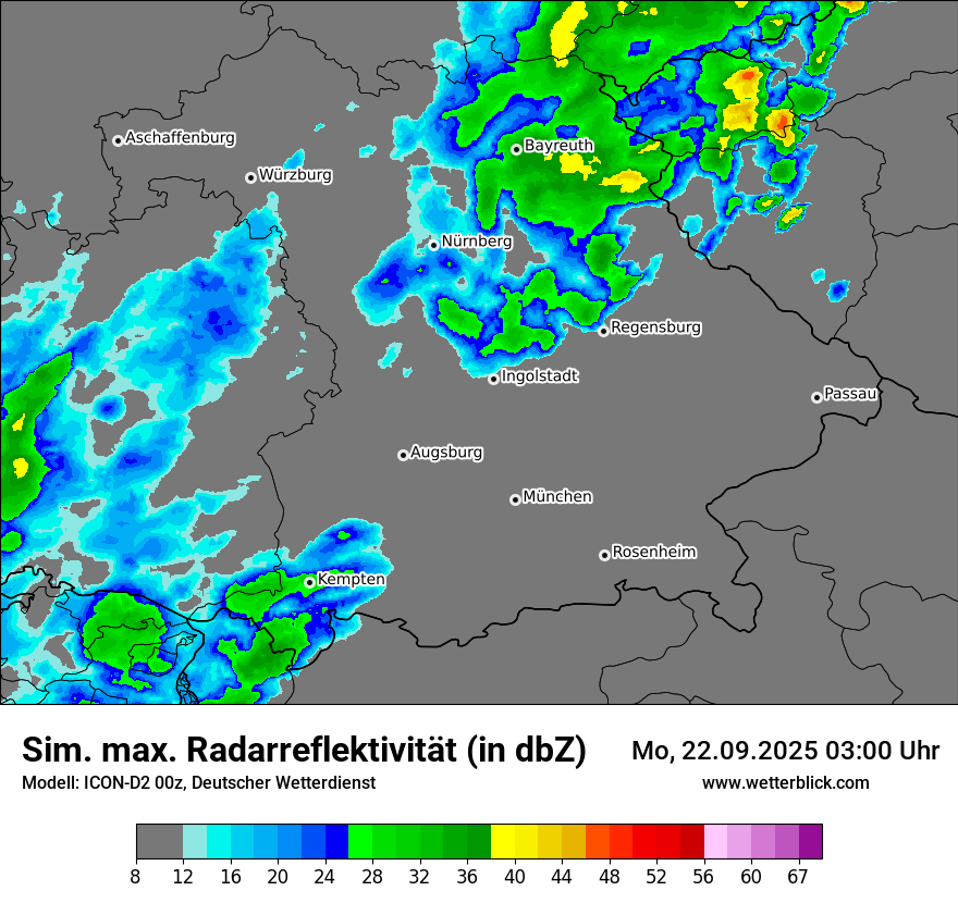 Modellkarten Simuliertes Radarbild