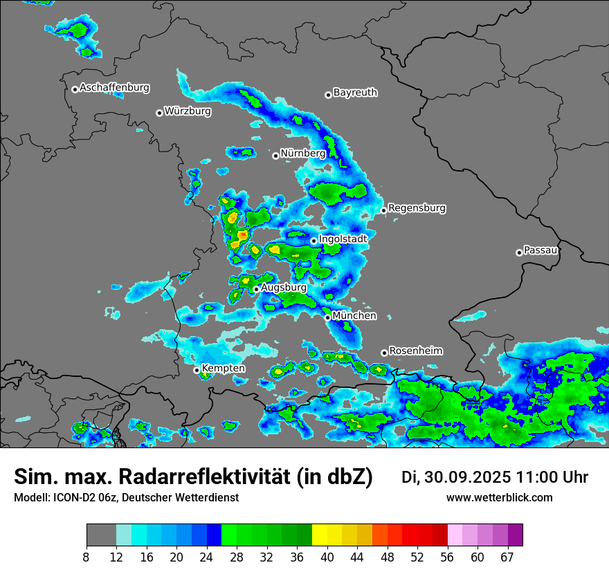 Modellkarten Simuliertes Radarbild