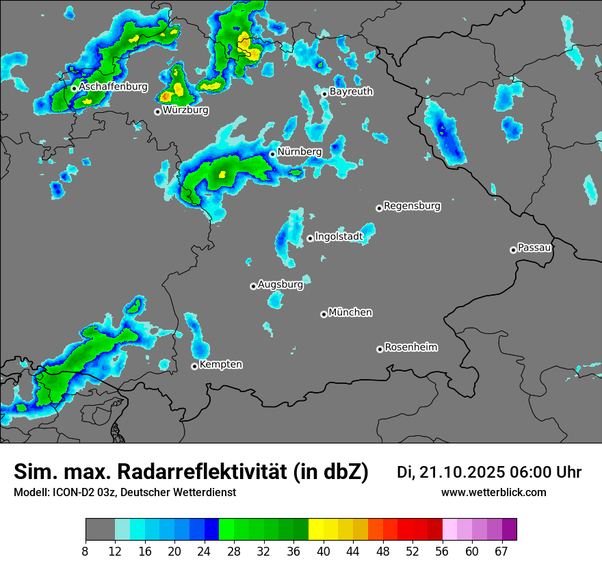 Modellkarten Simuliertes Radarbild