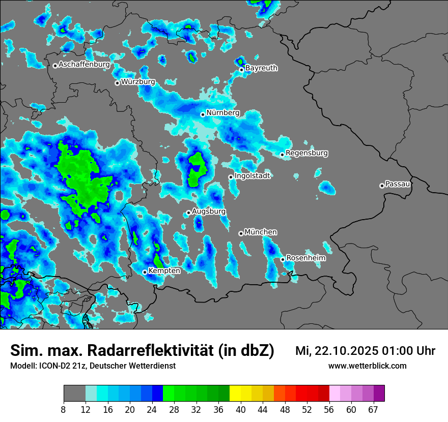 Modellkarten Simuliertes Radarbild