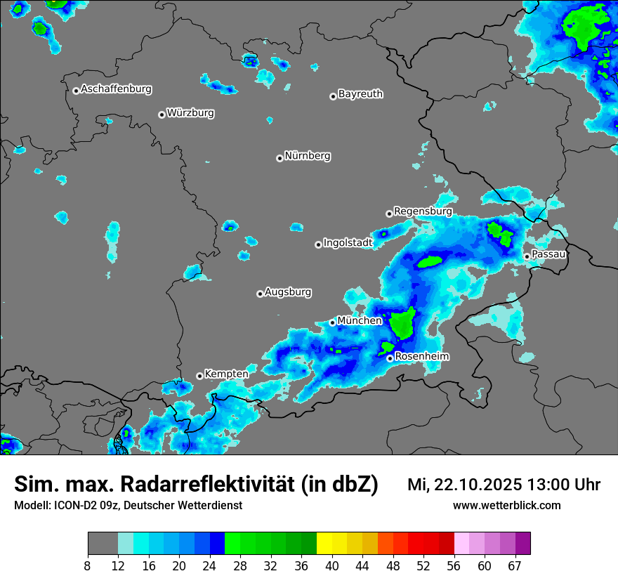 Modellkarten Simuliertes Radarbild