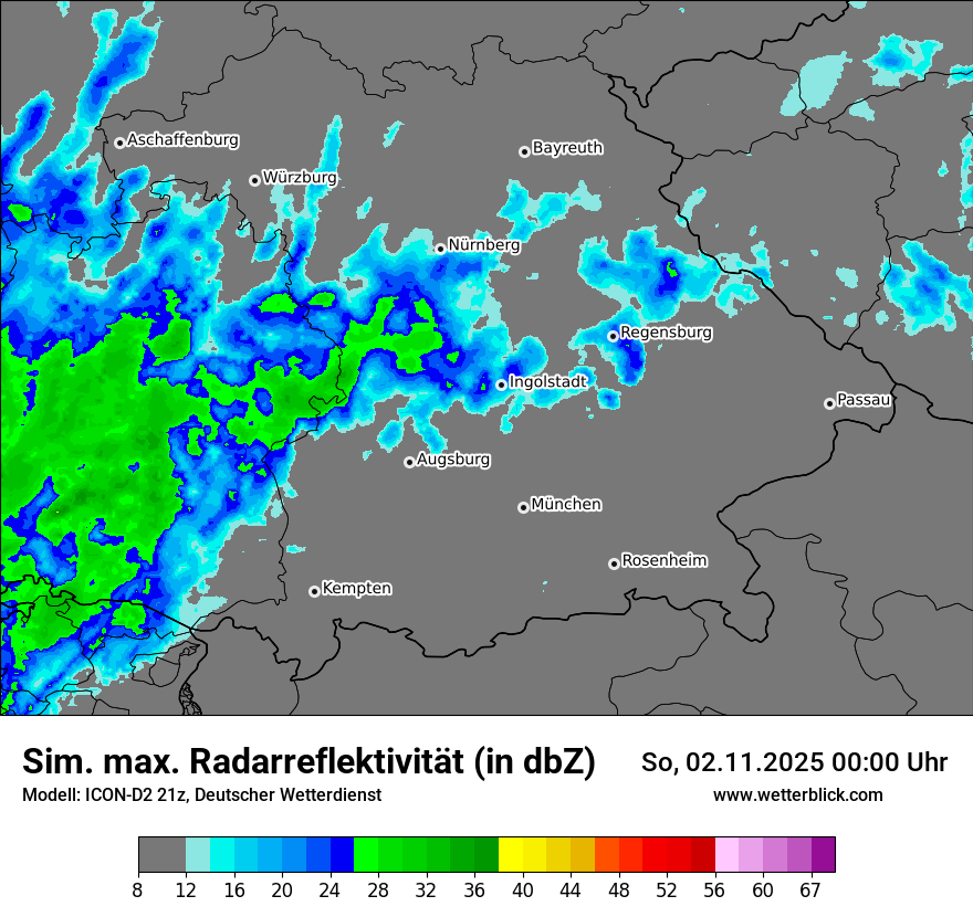 Modellkarten Simuliertes Radarbild