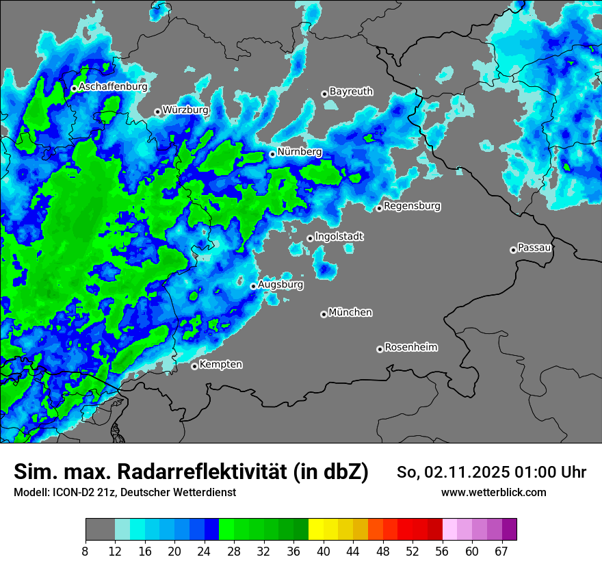 Modellkarten Simuliertes Radarbild