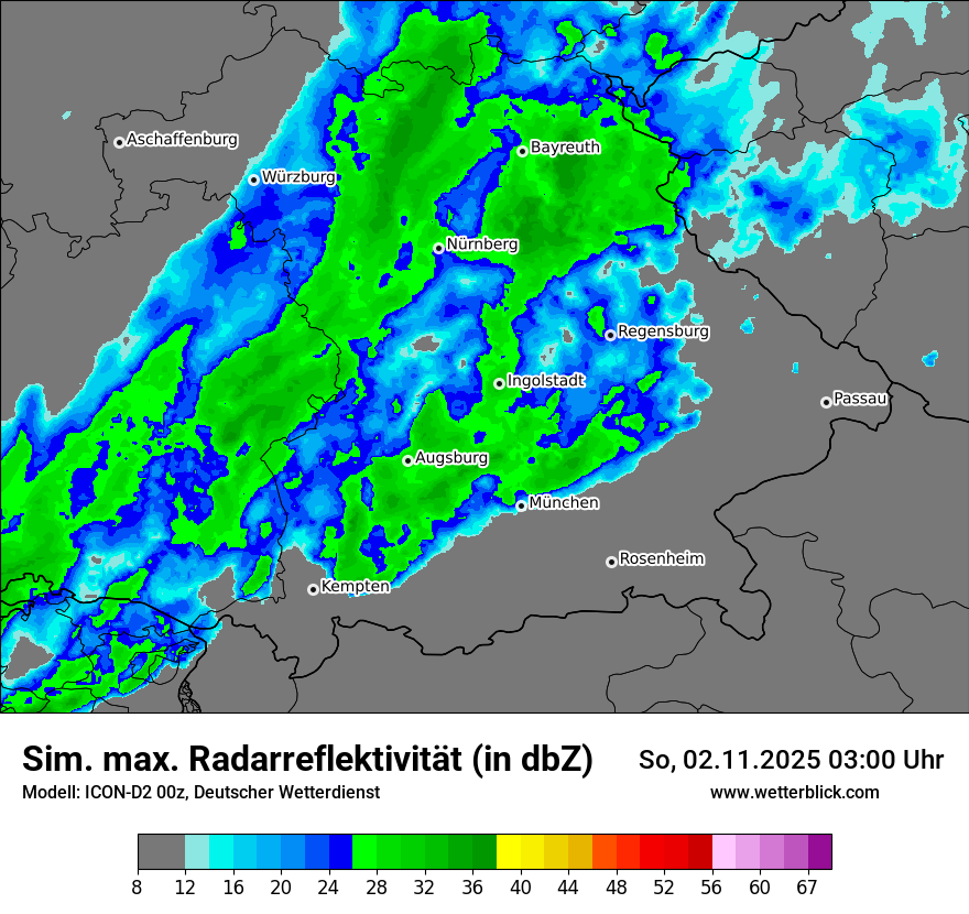 Modellkarten Simuliertes Radarbild