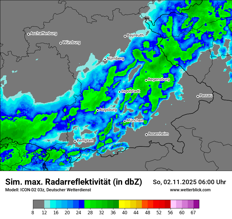 Modellkarten Simuliertes Radarbild