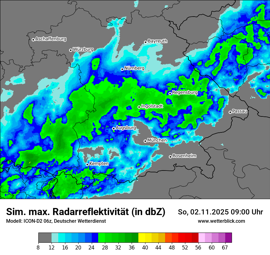 Modellkarten Simuliertes Radarbild
