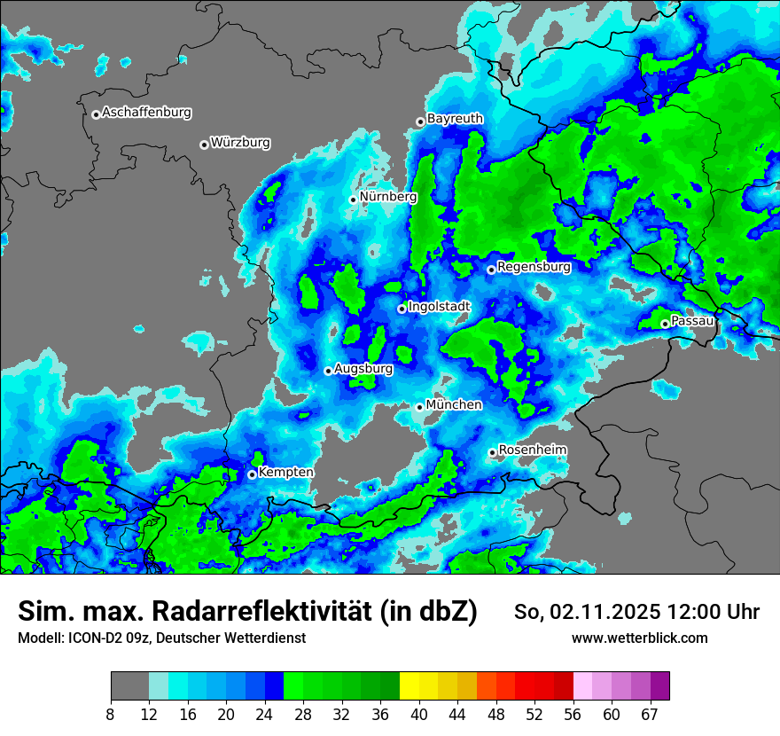 Modellkarten Simuliertes Radarbild