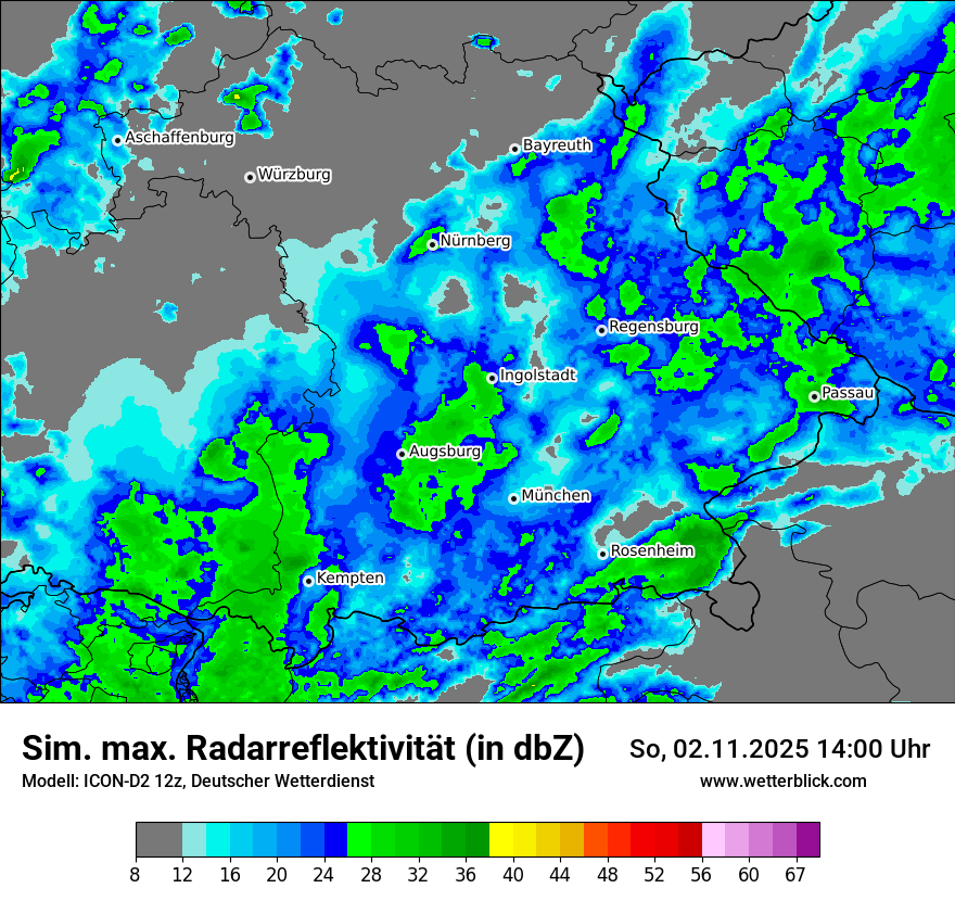 Modellkarten Simuliertes Radarbild
