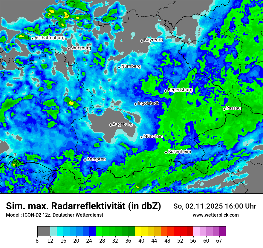 Modellkarten Simuliertes Radarbild