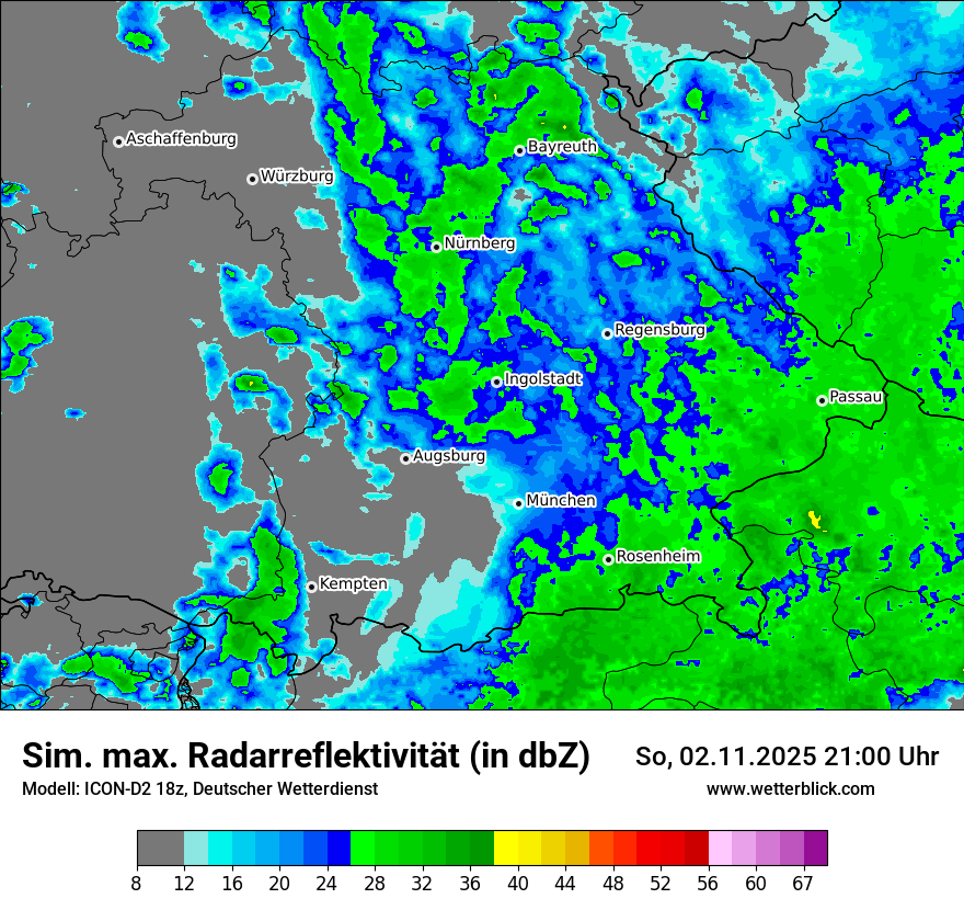 Modellkarten Simuliertes Radarbild