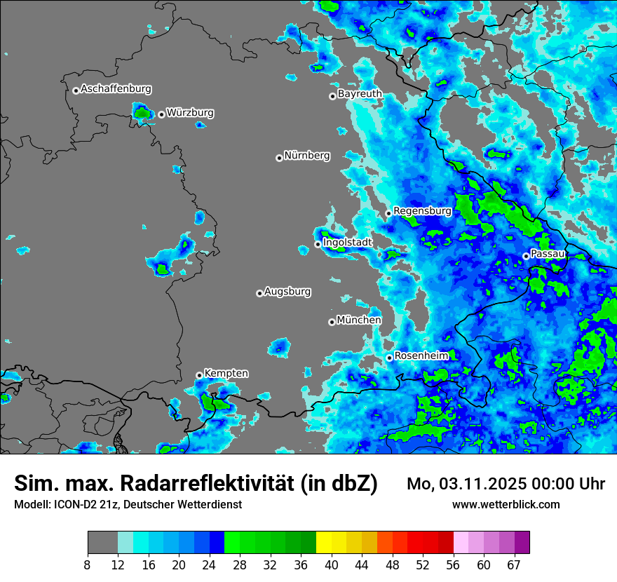 Modellkarten Simuliertes Radarbild