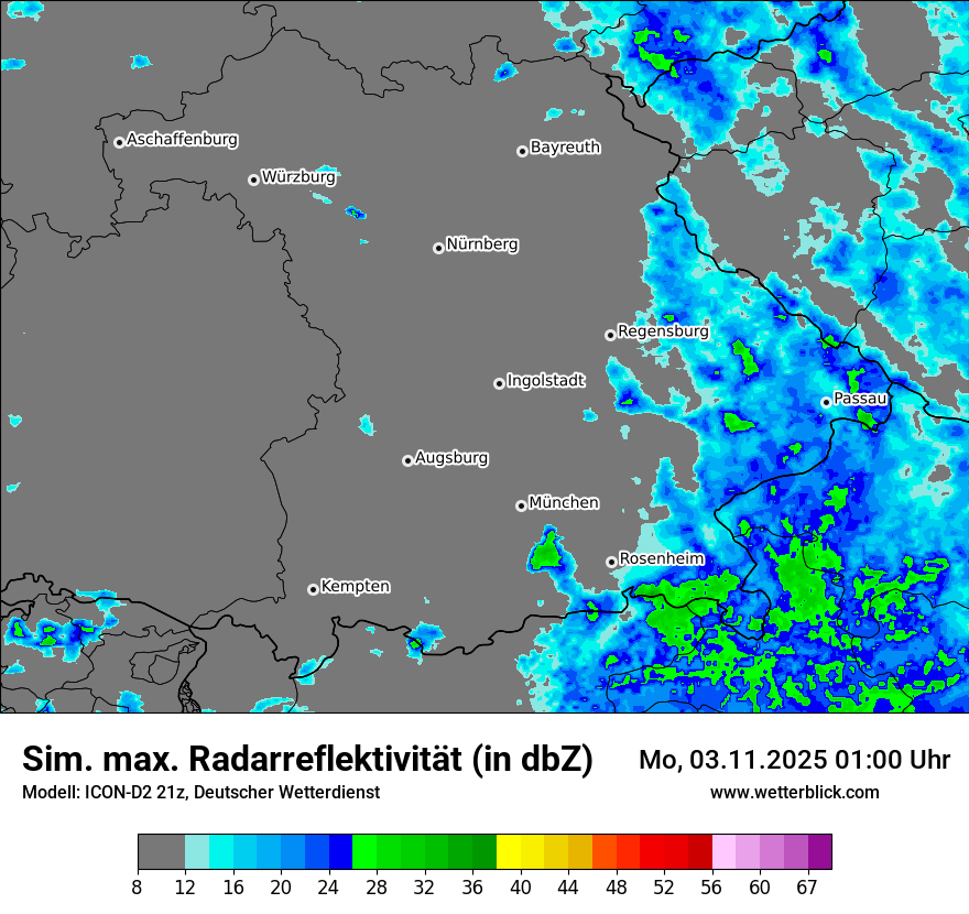 Modellkarten Simuliertes Radarbild