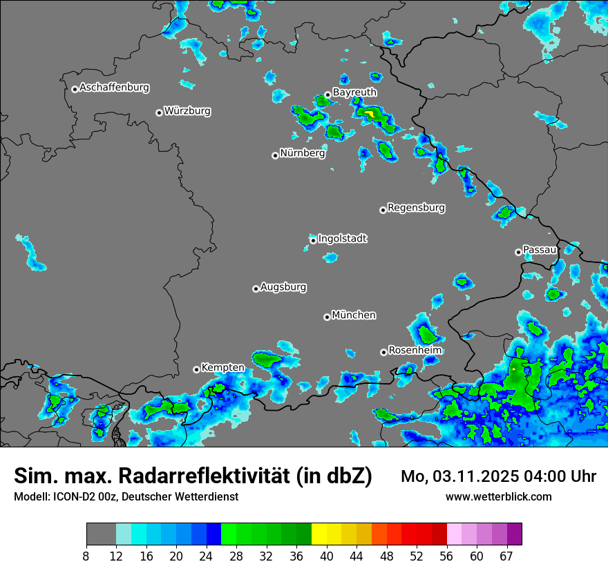Modellkarten Simuliertes Radarbild