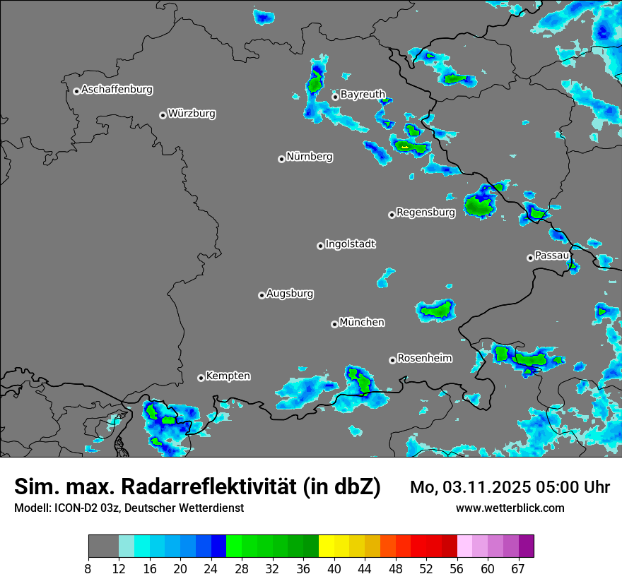 Modellkarten Simuliertes Radarbild