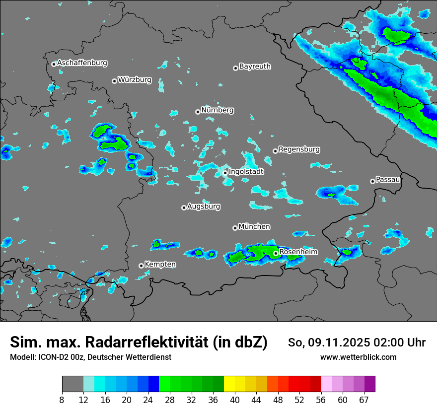 Modellkarten Simuliertes Radarbild