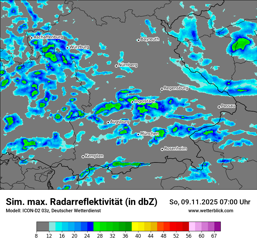 Modellkarten Simuliertes Radarbild