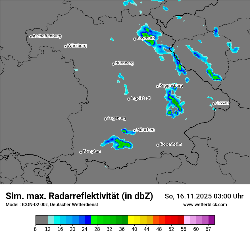 Modellkarten Simuliertes Radarbild