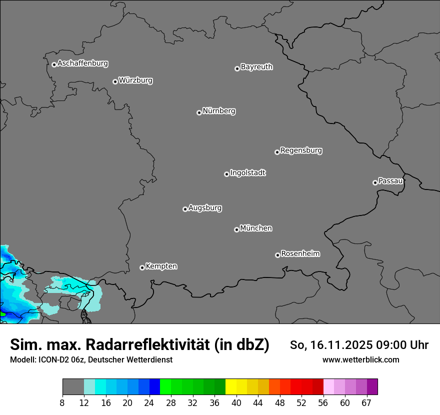 Modellkarten Simuliertes Radarbild