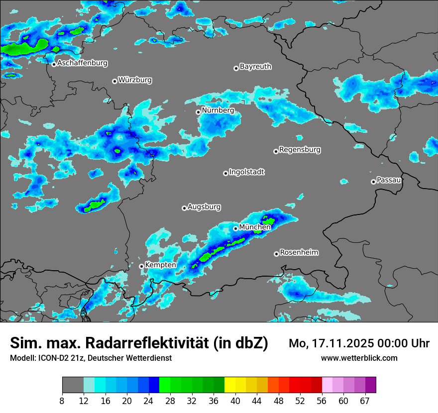 Modellkarten Simuliertes Radarbild