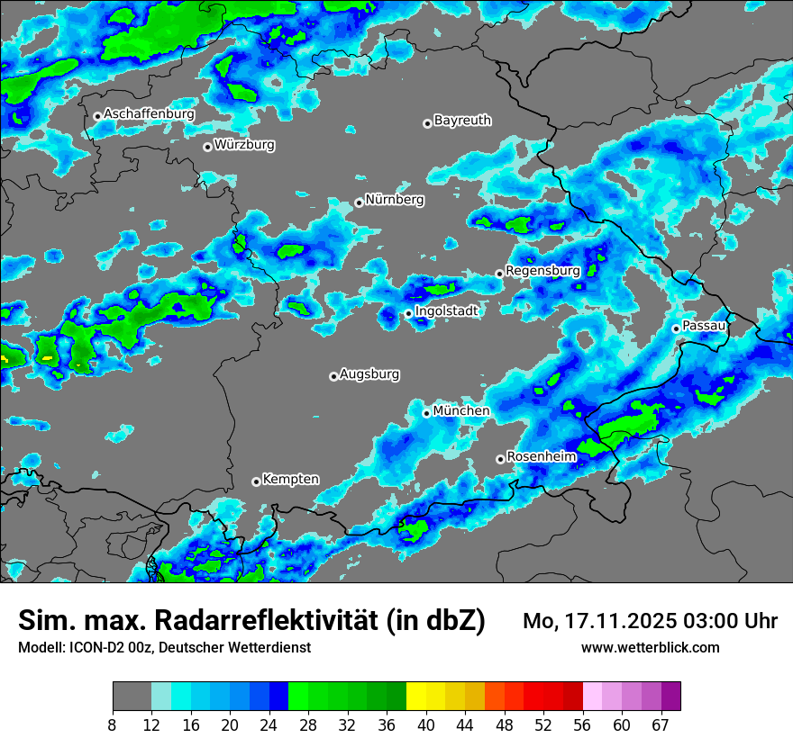 Modellkarten Simuliertes Radarbild