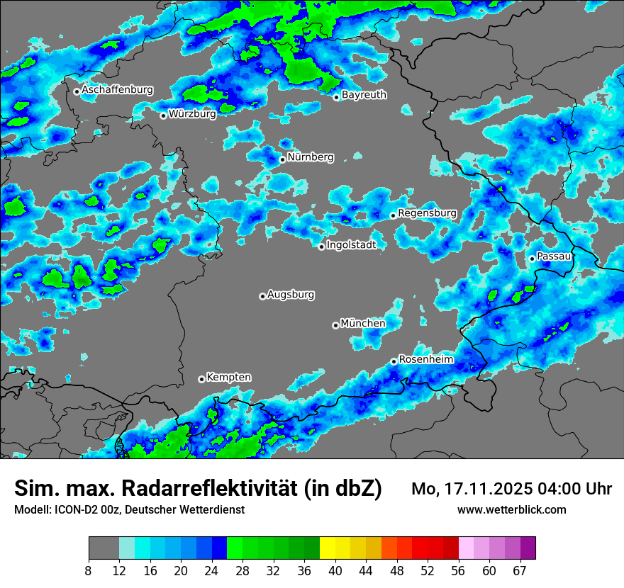Modellkarten Simuliertes Radarbild
