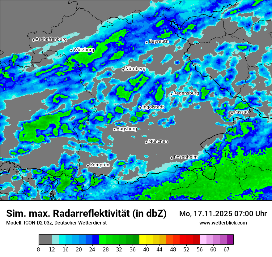 Modellkarten Simuliertes Radarbild