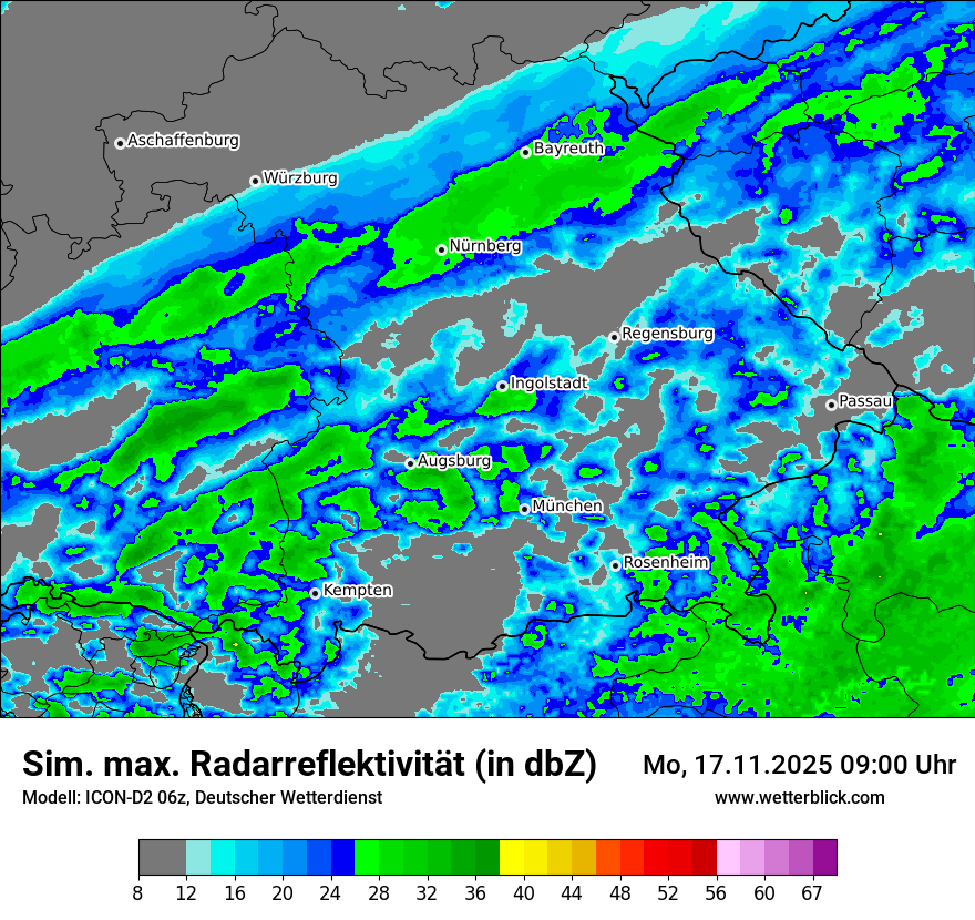 Modellkarten Simuliertes Radarbild