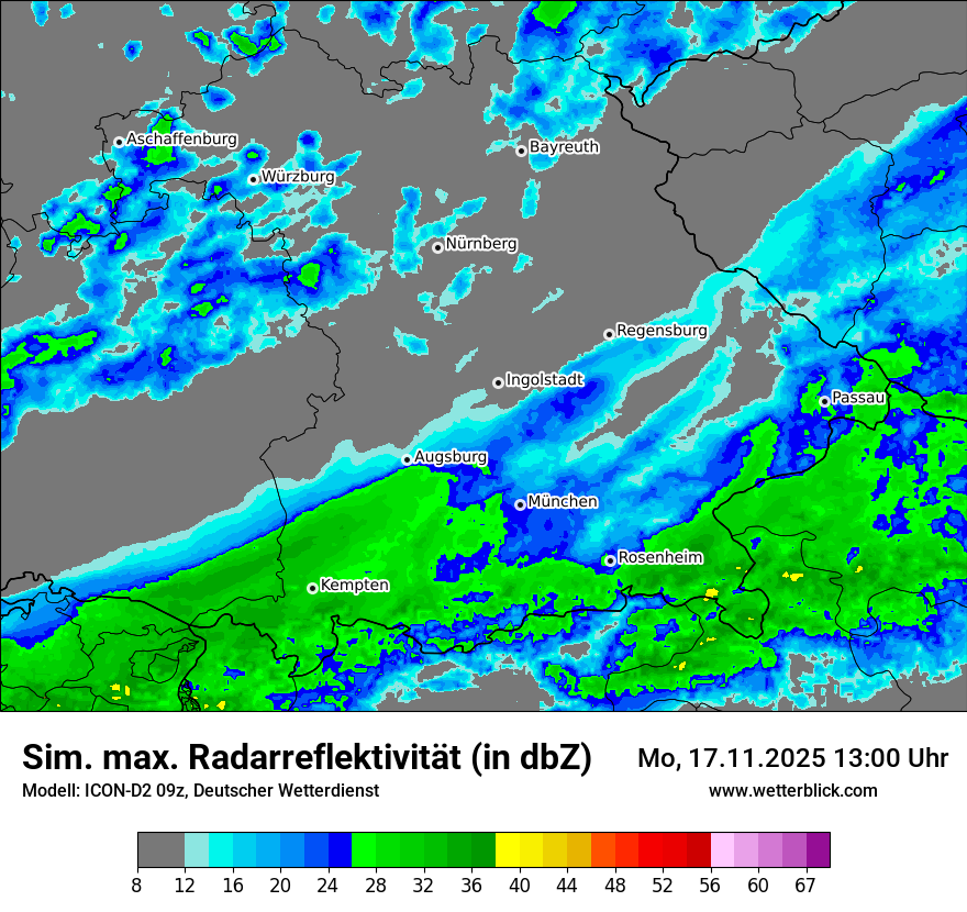 Modellkarten Simuliertes Radarbild