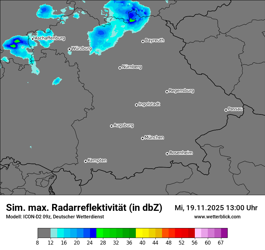 Modellkarten Simuliertes Radarbild