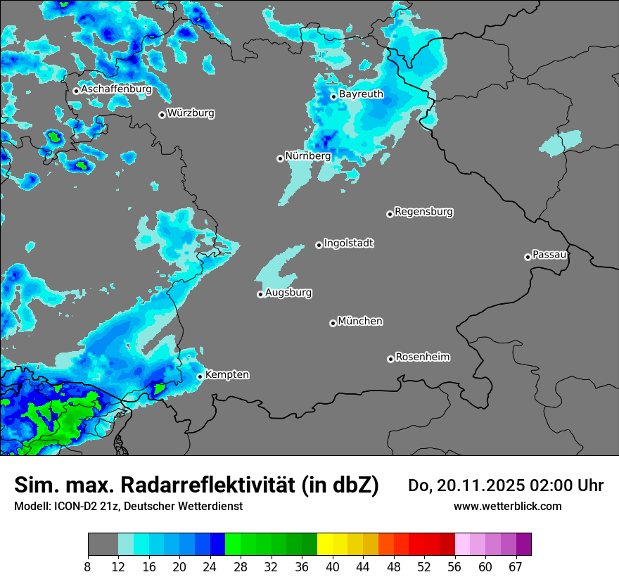 Modellkarten Simuliertes Radarbild