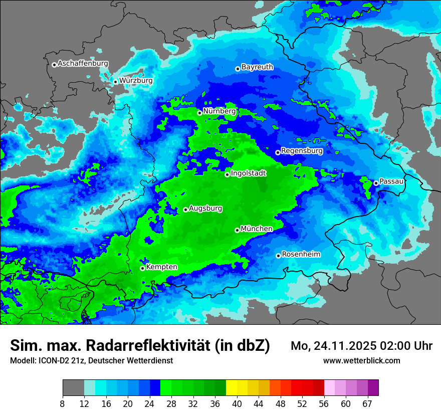 Modellkarten Simuliertes Radarbild