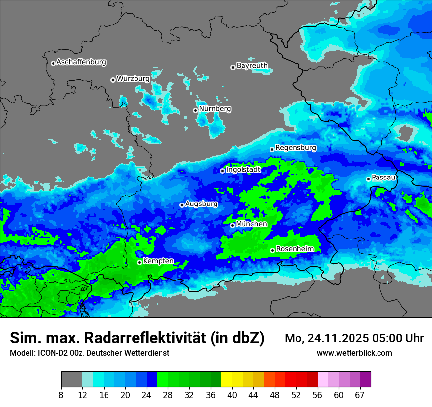 Modellkarten Simuliertes Radarbild