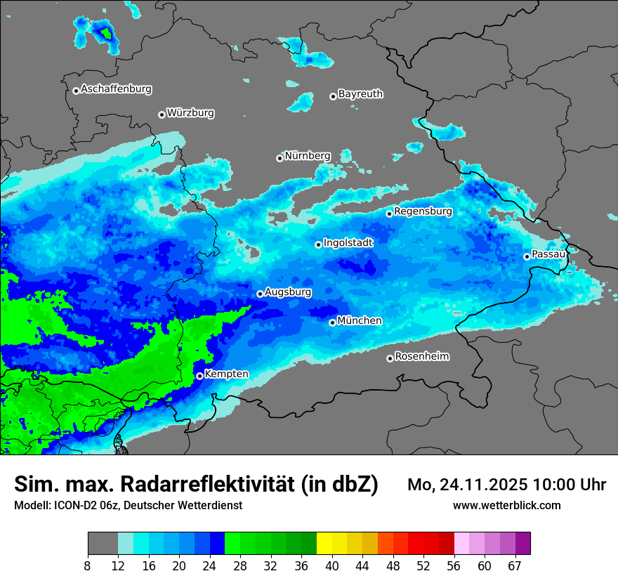 Modellkarten Simuliertes Radarbild