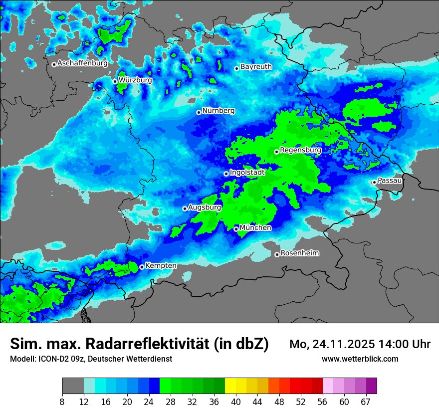 Modellkarten Simuliertes Radarbild