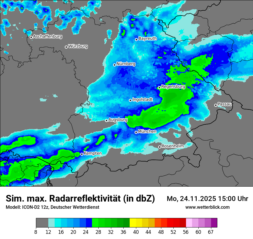 Modellkarten Simuliertes Radarbild